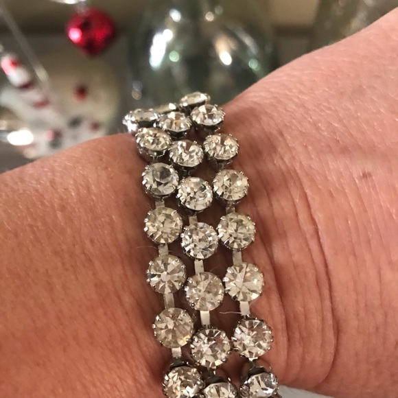Diamond Silver Triple Strand Tennis Bracelet - Picture 5 of 5